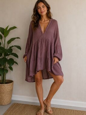 ANTHROPOLOGIE 100% Cotton Long-Sleeve Dress